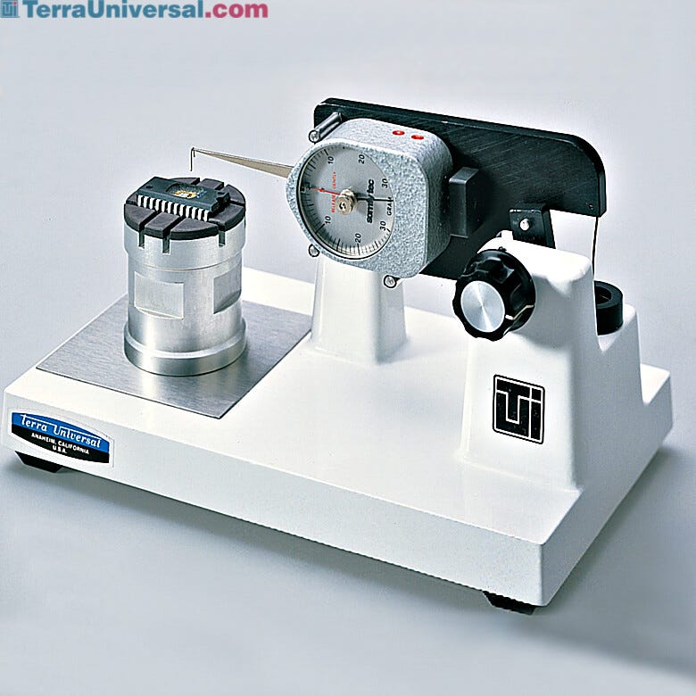 Single gauge wire bond strength tester for 4-35 grams; adjustable chuck sold separately | 9104-00A displayed