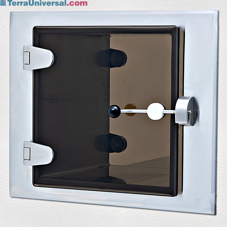Bronze tempered glass pass-through window helps block UV rays, reducing glare and lowering cooling costs  |  9999-BronzeTempGlass displayed