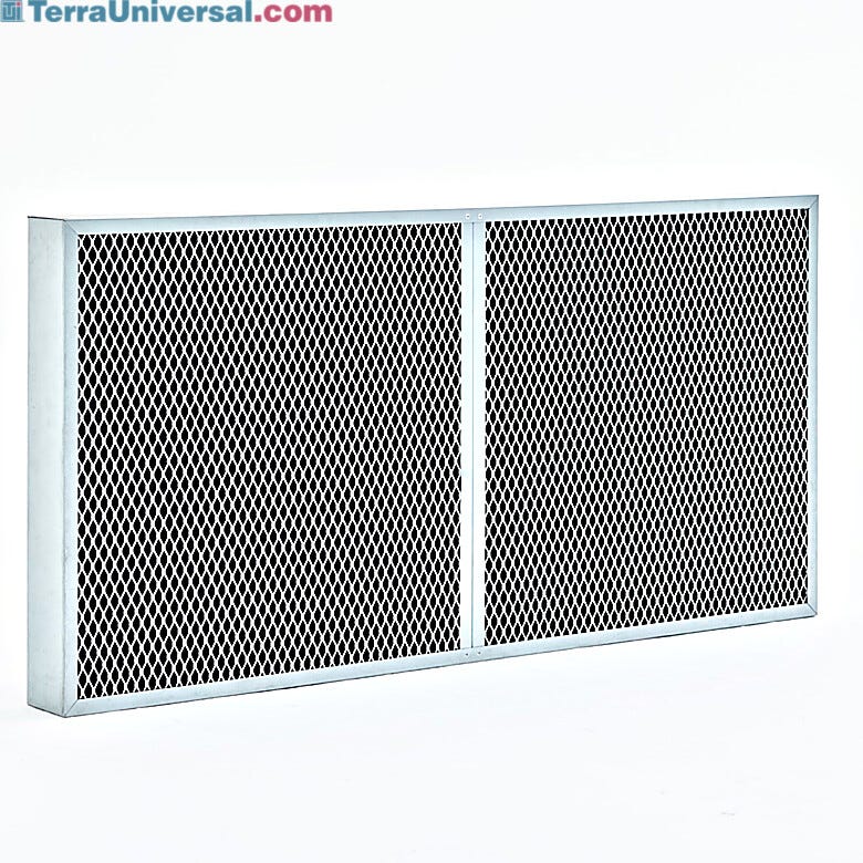 2x4 foot Fan Filter Unit filter with stainless steel housing and grille containing compressed activated carbon in honeycomb form factor for chemical air scrubbi  |  1716-10 displayed