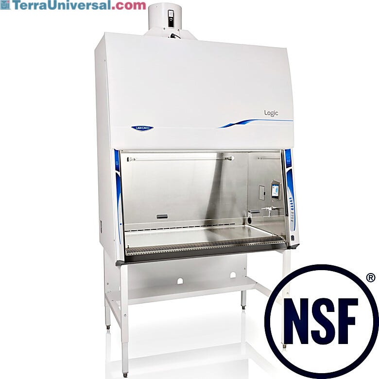 Labconco's Class II B2 biosafety cabinet is made with leak-tight 304 stainless steel and tempered safety glass  |  3651-PP-01 displayed