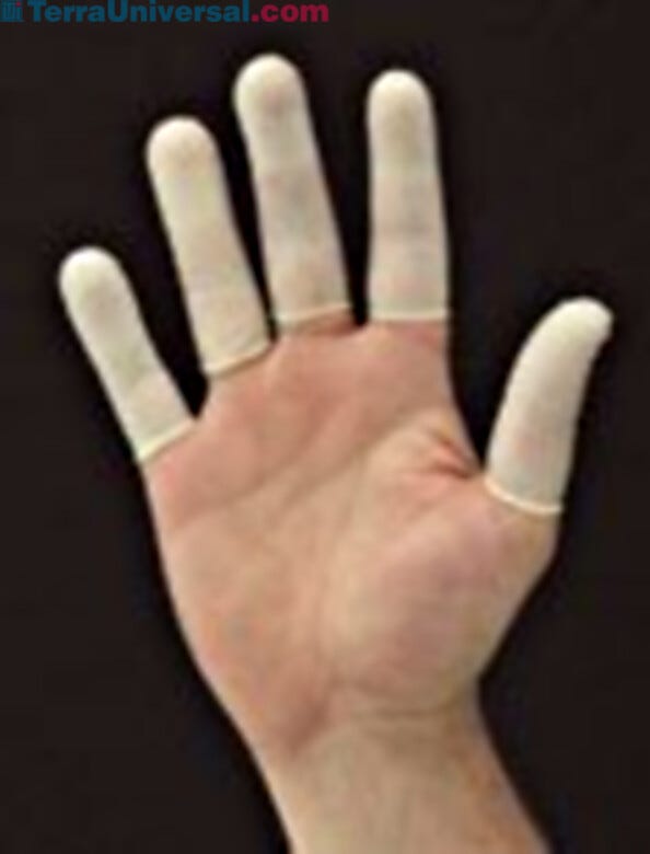Nitrile antistatic finger cots are 100% acrylonitrile butadiene, a dermatologist-recommended latex-free formulation | 1674-41 displayed