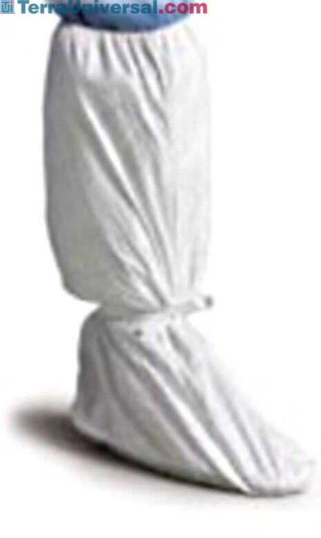 Tyvek boots are 20 inches (508 mm) high, with PVC sole, tunnelized elastic top and ankle  |  1860-84 displayed