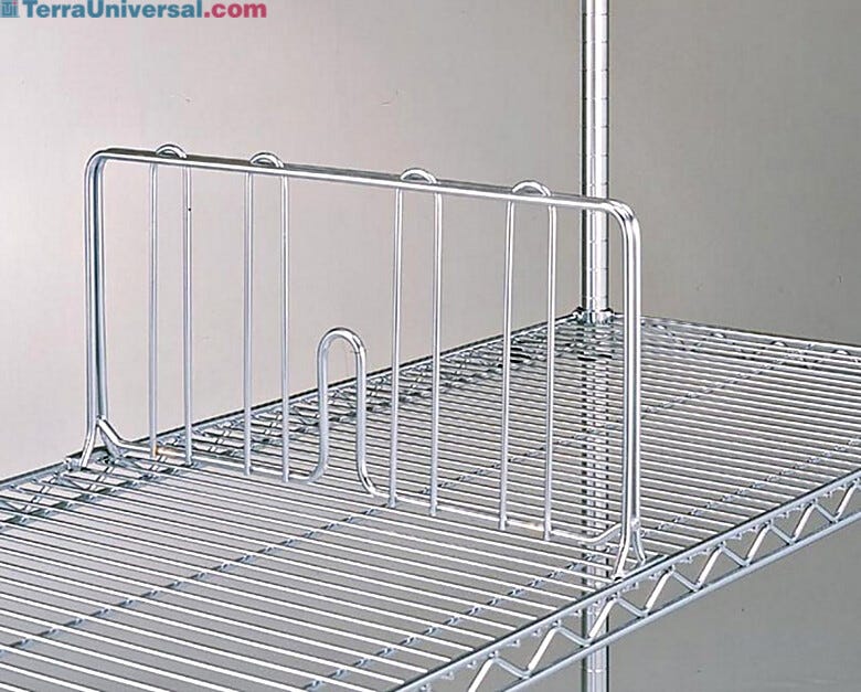 Chrome-plated dividers enhance organization and protect material from sliding across shelves during transit  |  1301-86 displayed