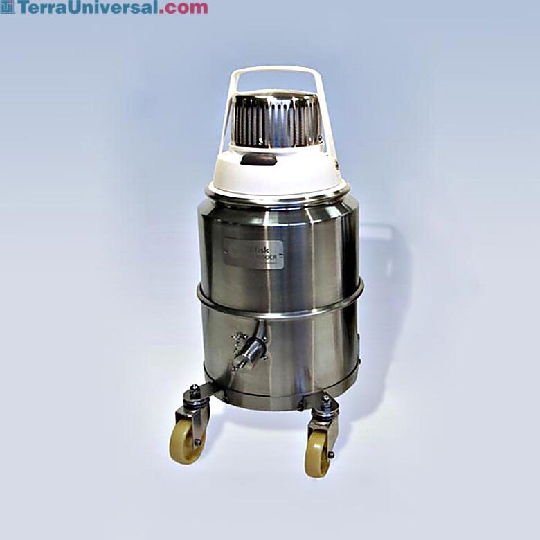 Standard cleanroom vacuum from Nilfisk is made of stainless steel and weighs less than 20 lbs | 1764-36 displayed
