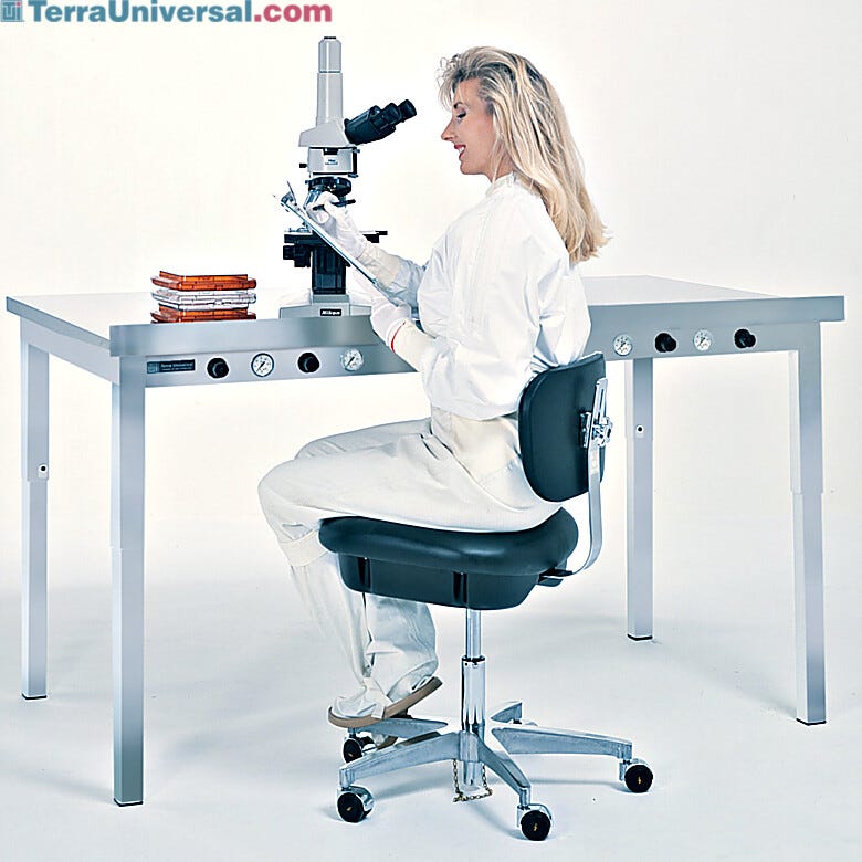 Pneumatic dampeners isolate work surface from building vibration; ideal for weighing and microscopy work (shown: 60