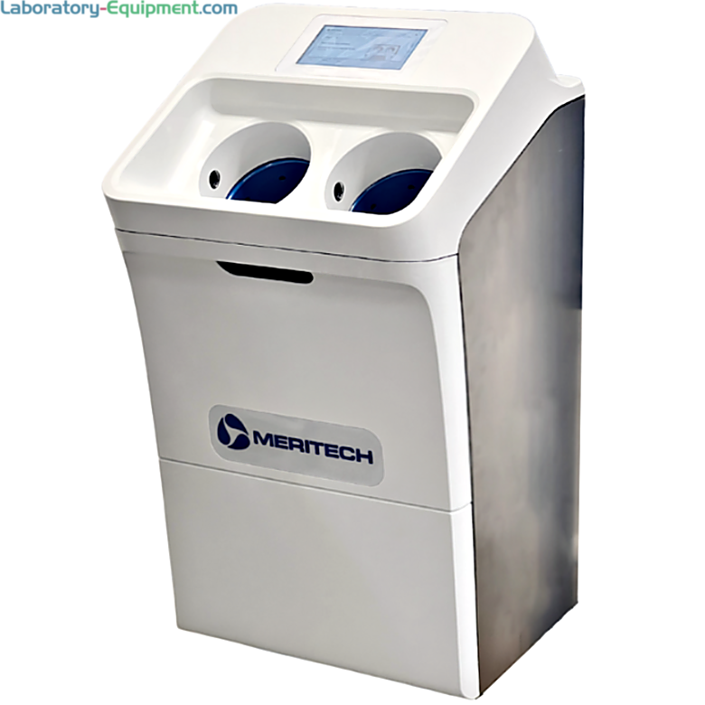 CleanTech EVO Wall Automated Handwashing Station by Meritech removes more than 99% of dangerous pathogens in 12 seconds; #CT-EVO-W includes hygiene solution | 1017-61 displayed