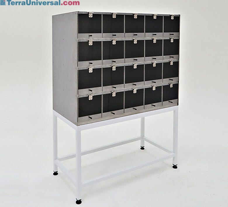 20-compartment steel cabinet with SDPVC hinged lids and optional stand  |  4105-21 displayed