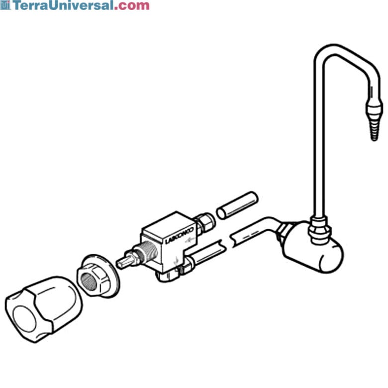 Illustration of water service fixture kit with gooseneck faucet for fume hoods | 3644-90 displayed