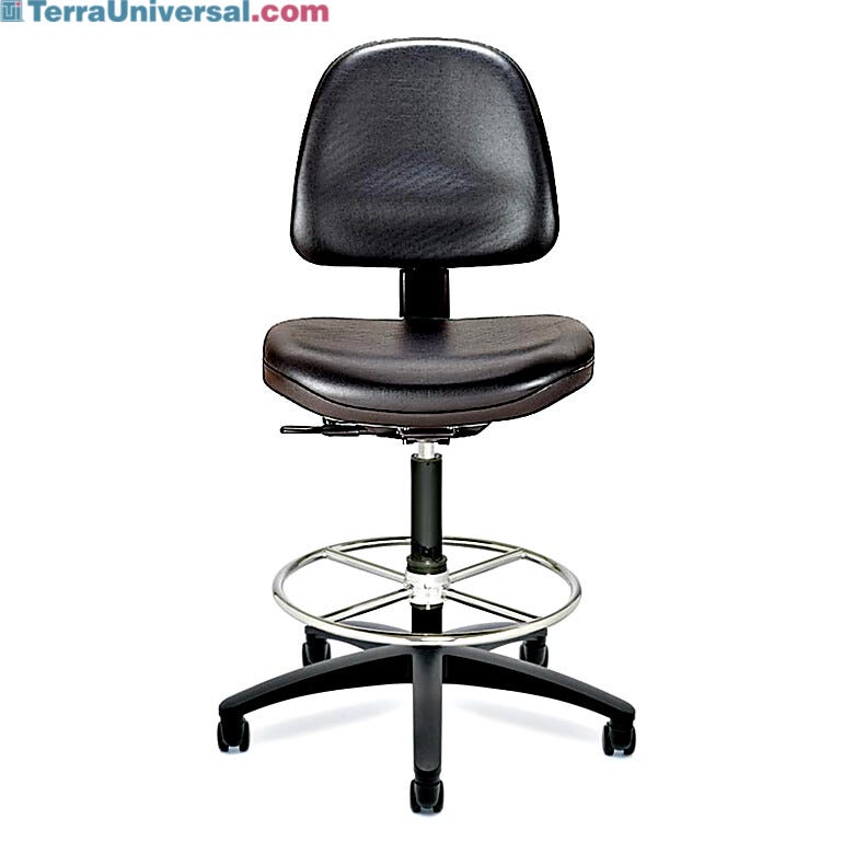 Class 100 Ergonomic Static-Control Chairs include conductive casters for static-safe rolling on surfaces