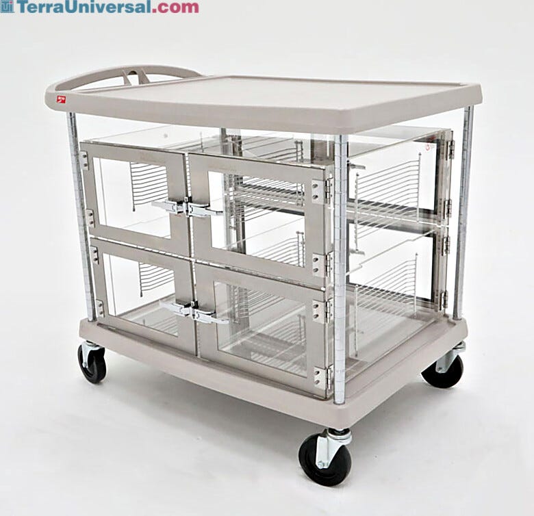 This Desicart is a four chamber, two tier mobile Acrylic desiccator with a Stainless Steel and ABS plastic frame. | 4002-50B displayed