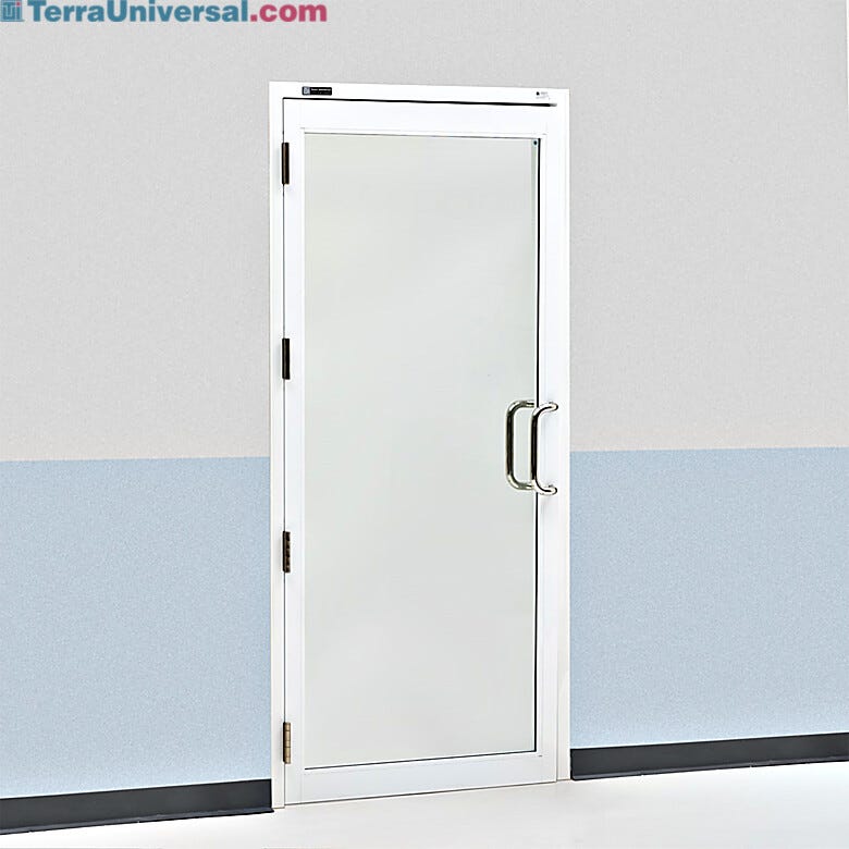 Powder-coated aluminum, pre-hung cleanroom lab door  |  6710-78-R-PC displayed