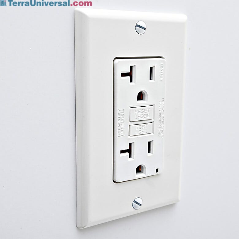 Duplex outlet with installed quick-connect plug for streamlining installation  |  6704-33A displayed