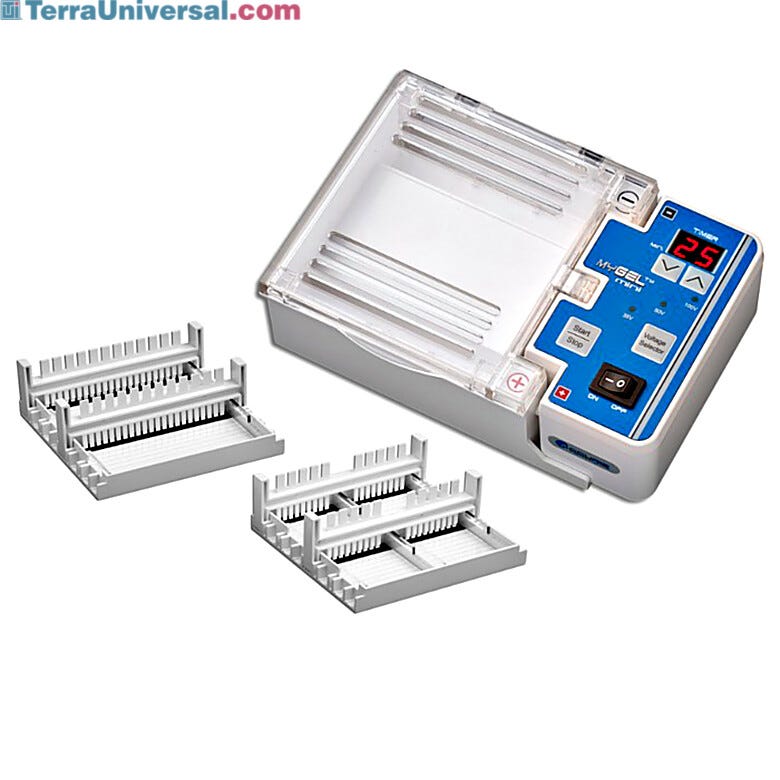 myGel Mini includes gel box, safety lid, 6 gel trays, casting stands and 2 double-sided combs  |  2830-00 displayed