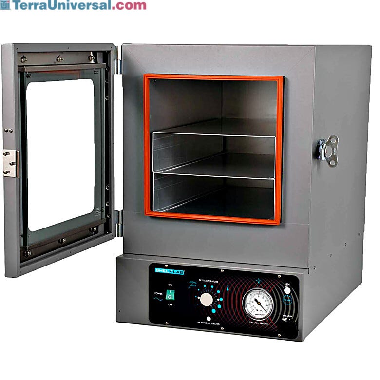 Shellab Analog Model Ovens come with an analog temperature controller and dial vacuum gauge  |  3900-11 displayed