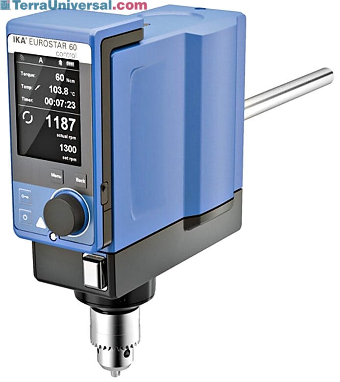 EUROSTAR 60 control Overhead Stirrer with wireless and Bluetooth technology ideal for use in fume hoods and biosafety cabinets; 40L capacity | 6926-91 displayed