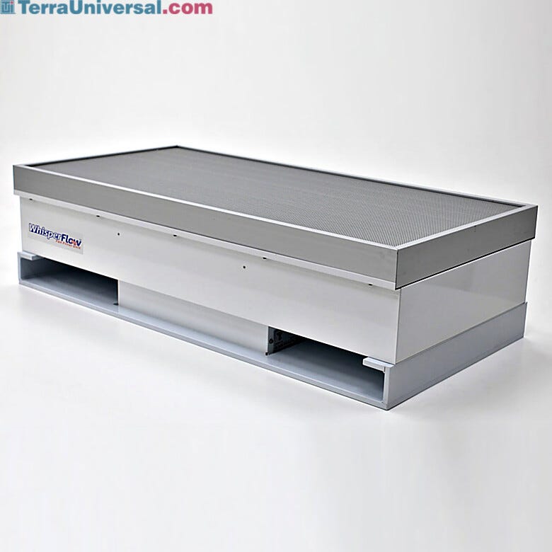 Reverse Flow Fan Filter Unit contains particulates generated in a hood or enclosed work space to allow cleanroom air release | 6601-24-HV displayed