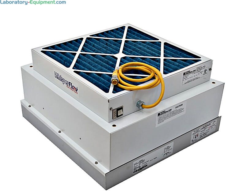 2'x2' WhisperFlow Fan Filter Unit with internal baffling and aluminum diffuser | 6601-22-U displayed