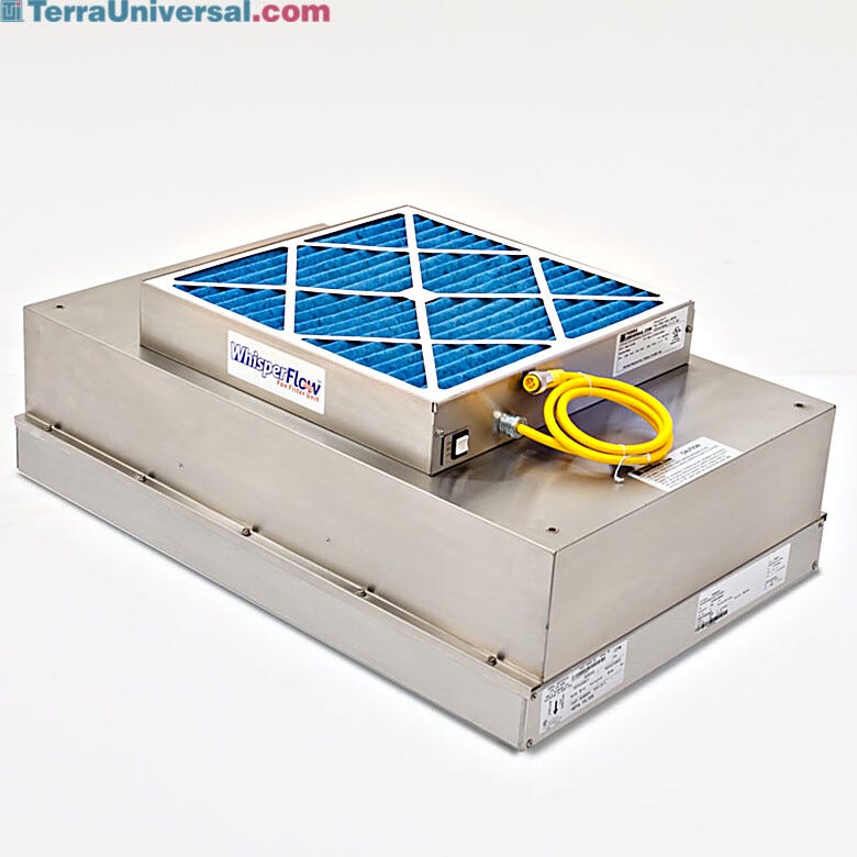 Stainless Steel WhisperFlow® Fan Filter Unit includes 99.995% efficient ULPA filter for ISO 3 compliance | 6601-23-HSS displayed