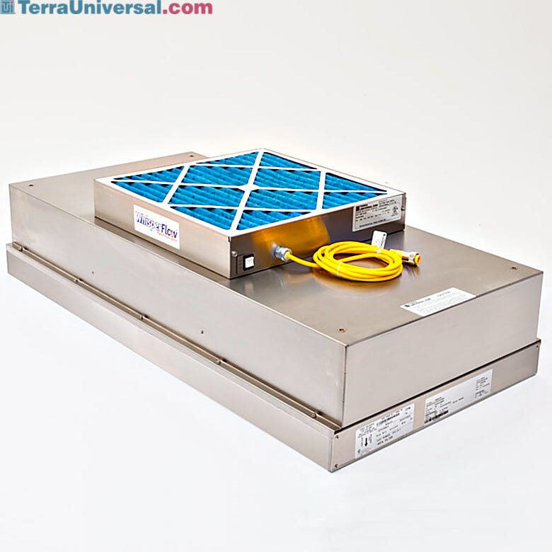 WhisperFlow™ Stainless Steel ULPA Fan Filter Unit captures 99.995% of 0.12-µm particles; stainless steel housing and filter frame | 6601-24-USS displayed
