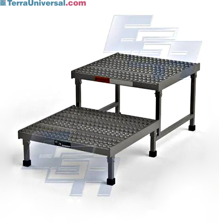 OSHA FHW24 Steel Two-Step Access Platform by EGA Products with Grip-Strut Tread, 24