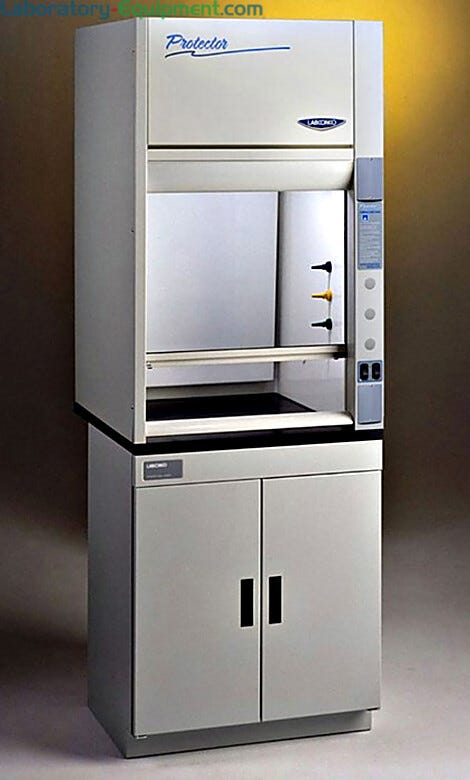 Shown: Labconco Protector Fiberglass Fume Hood with optional base cabinets | 3646-48 displayed