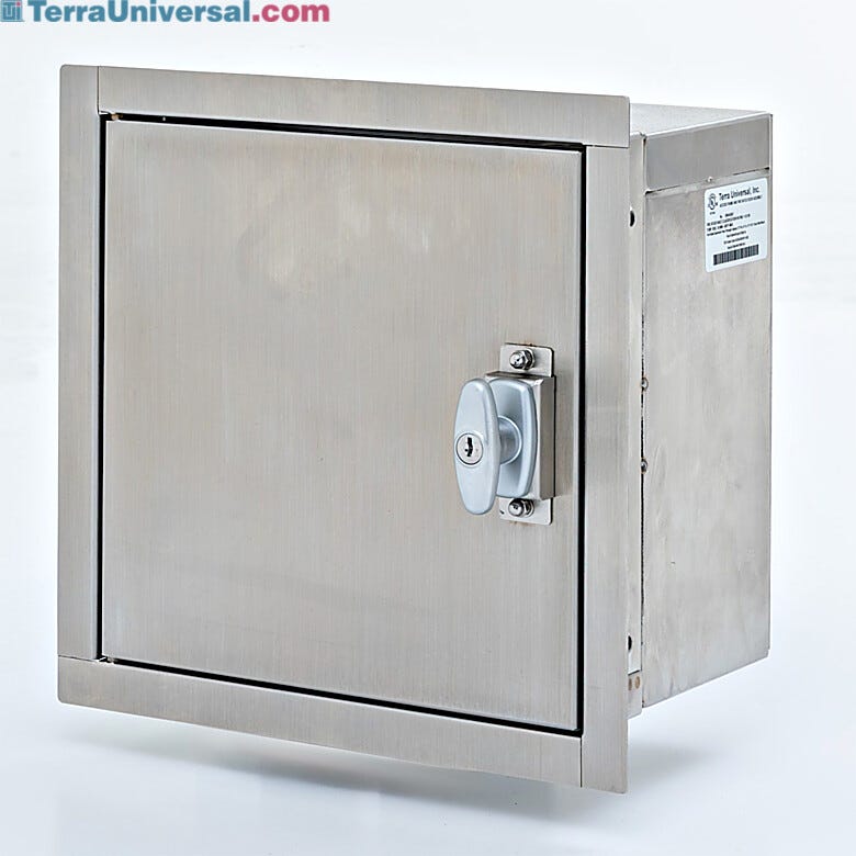 Flush wall mount cabinet maximizes space efficiency in tight lab spaces while minimizing particle accumulation  |  2640-99 displayed