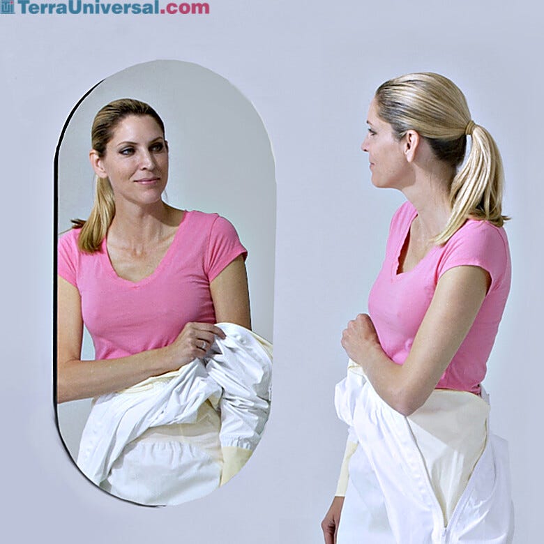 Frameless wall-mounted oval cleanroom mirror  |  5254-00 displayed