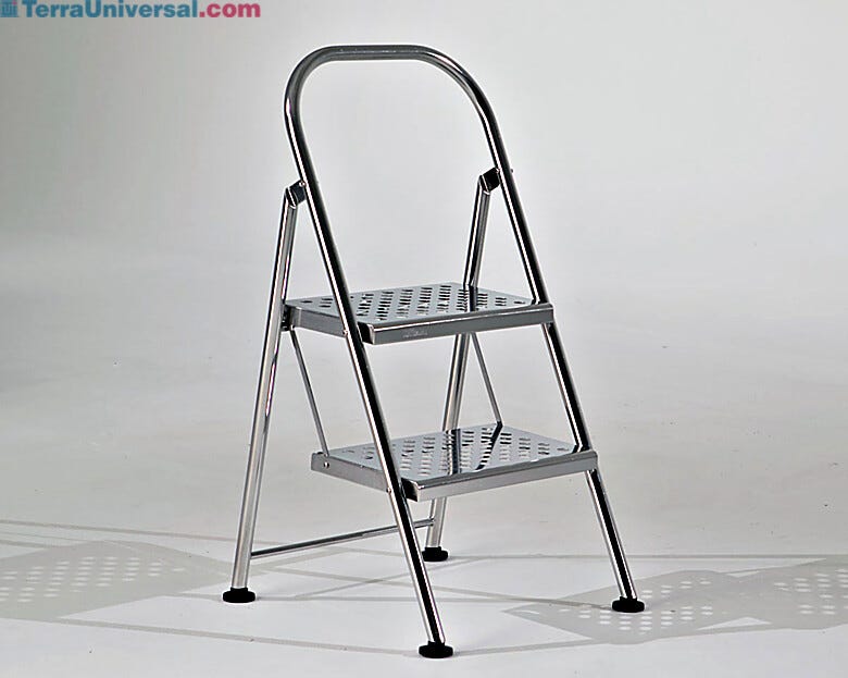 Stainless Steel Folding 2 Step Ladder | 2805-81A displayed