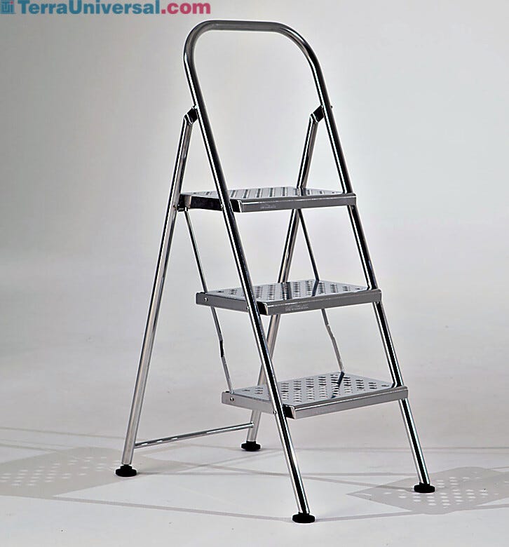 Stainless Steel Folding 3 Step Ladder | 2805-82A displayed