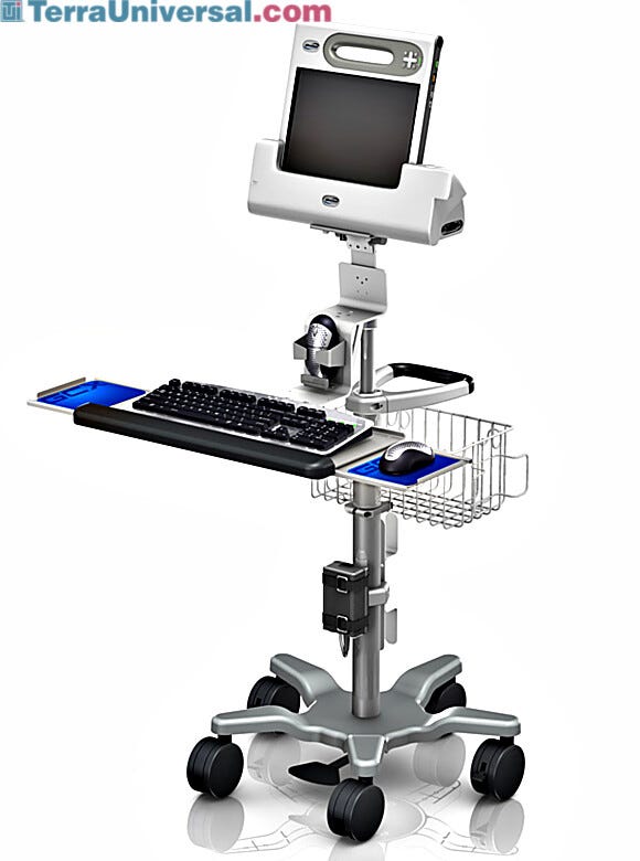 VHRS Adjustable Height Workstation for Motion C5 Tablet with Docking Station Computer Cart  |  9600-82A displayed