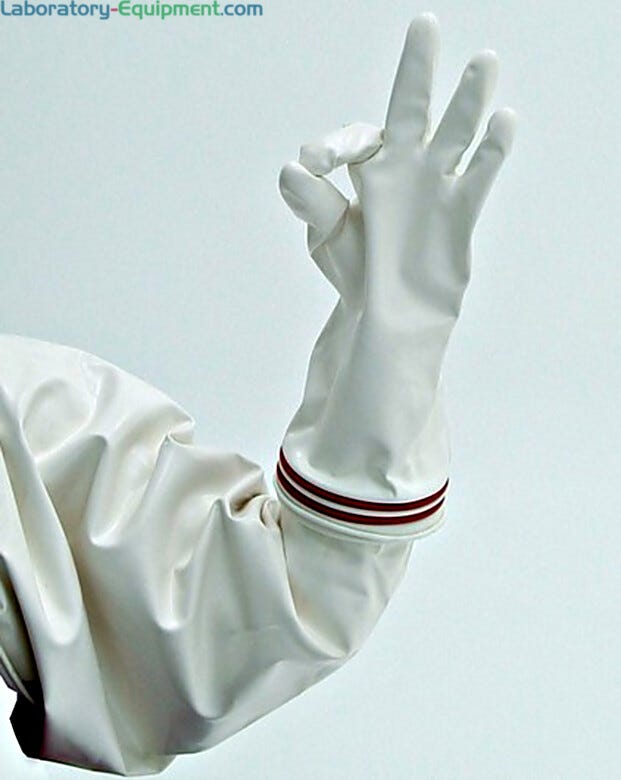 Hypalon glove and sleeve combination provides superior dexterity | 3643-02 displayed
