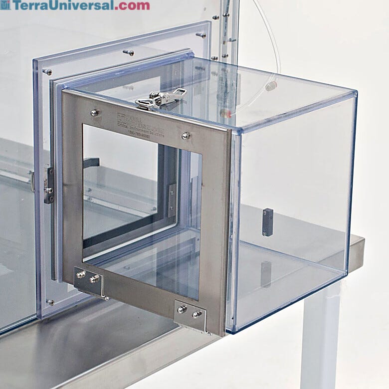 Air locks provide a buffer space that minimizes contamination during parts transfer (static-dissipative PVC model shown)  |  3305-39 displayed