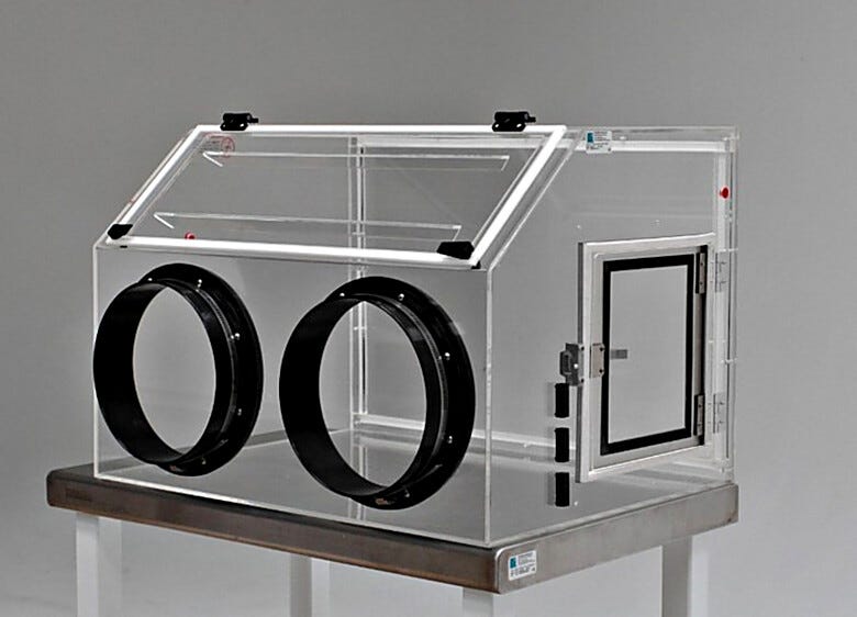 Acrylic ValuLine® portable glove box provides a low-humidity, low-particle environment | 3308-50 displayed