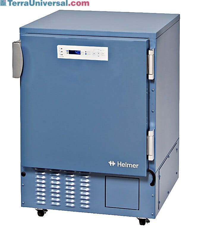 Energy-efficient HLR105-GX Lab ADA Undercounter Refrigerator by Helmer Scientific in 5.3 cu. ft. with Horizon controller | 6707-18A displayed