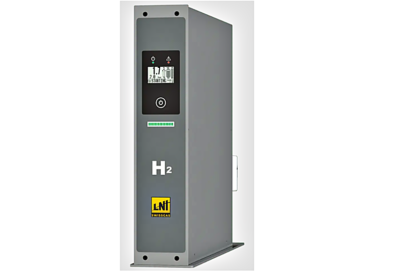 HG ST BASIC PEM Hydrogen Generators by LNI Swissgas in 6 flowrate capacities up to 600 cc/min, 10 bar pressure, static dryer, PEM technology and a 0.3L internal
