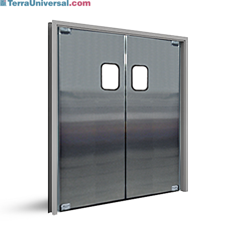 Scratch resistant acrylic vision panels installed to flush the surface of the door panel to give a sleek appearance.