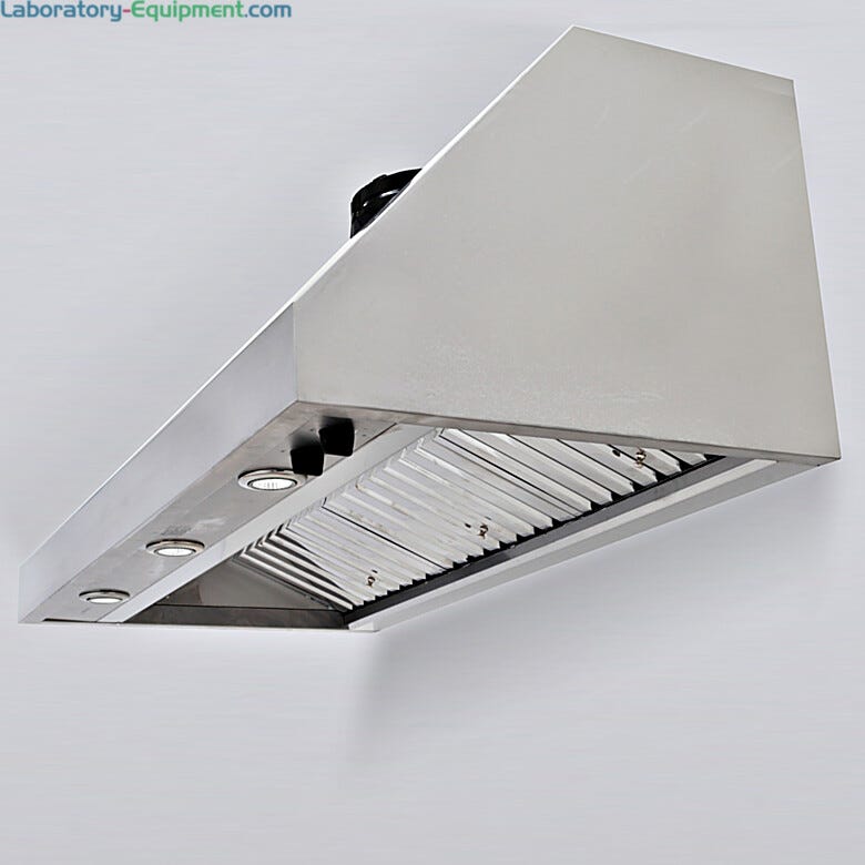 Wall-mount canopy fume hood provides 1200 CFM exhaust fume ventilation with four blower speeds  |  5015-10 displayed
