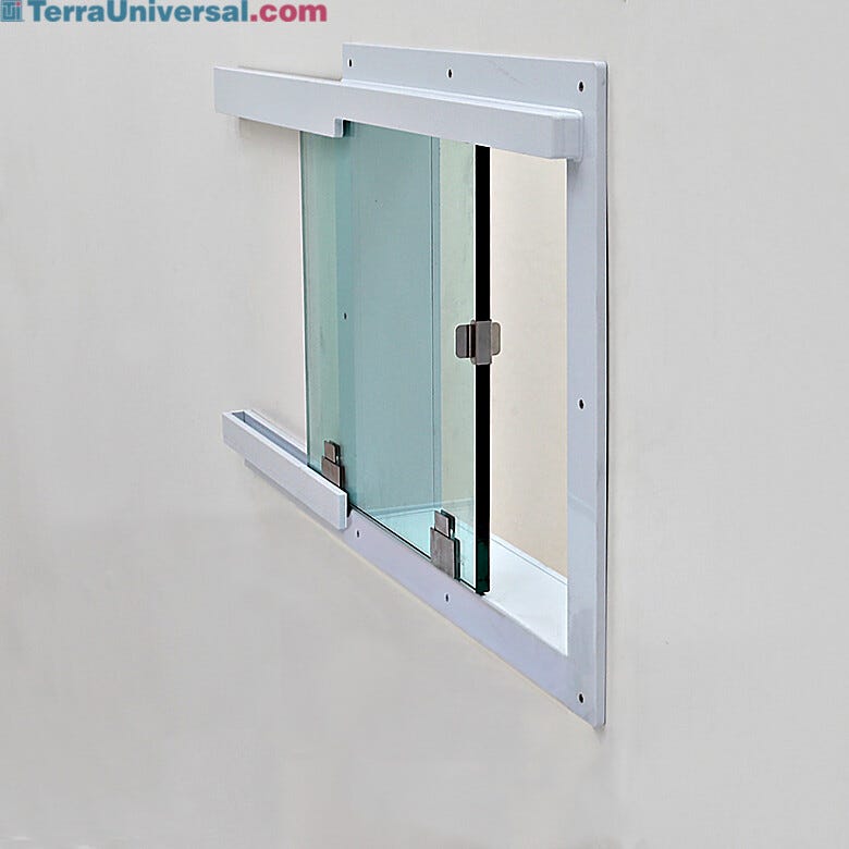 The polypropylene pass-through frame and shelf are resistant to most chemicals