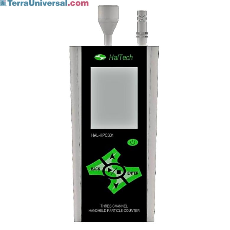 HPC301 3-Channel Handheld Laser Air Particle Counter simultaneously measures 3 user-configured particle sizes; accessories sold separately | 1510-31A displayed