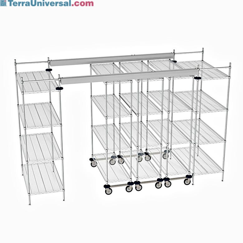 Make the most of every inch in your space with Metro's Top-Track™ overhead track shelving, purpose-built for maximum storage utilization  |  1542-24 displayed