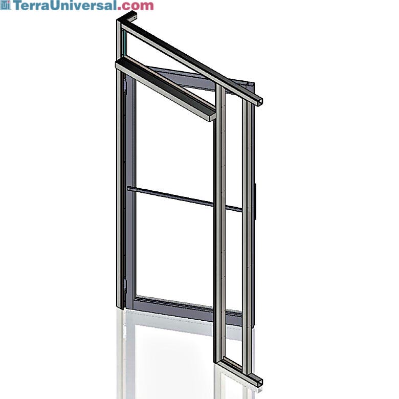 Inward swinging left-handed door assembly; default door configuration for ValuLine® hardwall cleanrooms.  |  6710-14A-L-PC-VL displayed