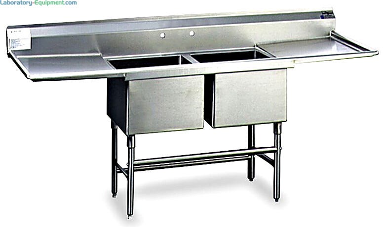 Two Compartment Stainless Steel Lab Sink  |  1373-24 displayed