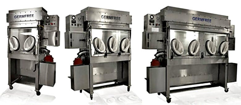Germfree Glovebox Isolator meets USP 797 (positive pressure) and USP 800 (negative pressure) requirements (with optional waste containers)  |  5607-15 displayed