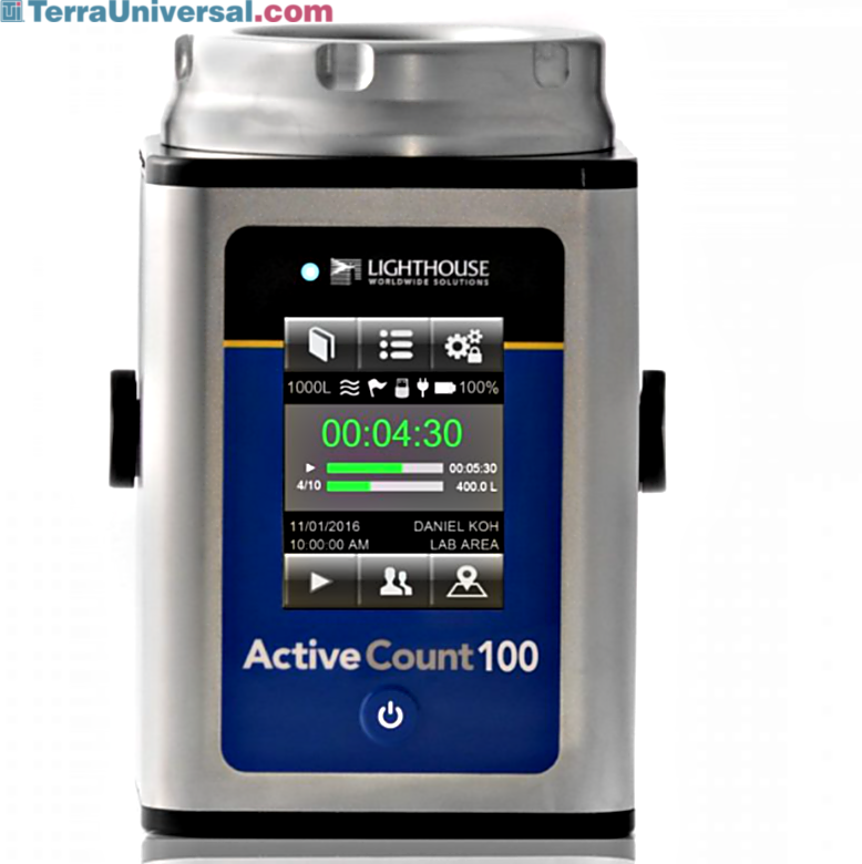 Microbial air sampler for cleanrooms and aseptic environments provides continuous and periodic sampling with a 100 L/min. flowrate and a 6 hour battery life  |  1510-53 displayed