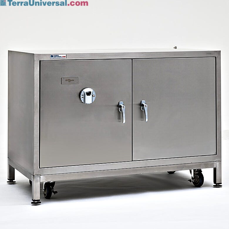 304 stainless steel locking high security storage cabinet with biometric scanner; 47