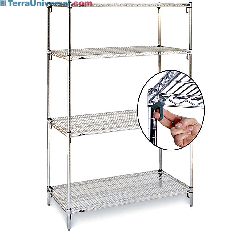 Metro Super Adjustable Super Erecta 4-shelf industrial wire shelving starter unit, chrome
