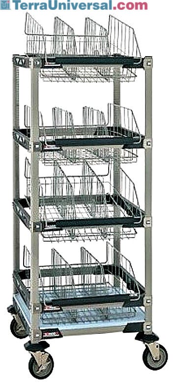 MetroMax i Gown and Bootie Storage units include adjustable baskets and dividers for easy storage of bulky or odd-shaped items  |  1403-12 displayed