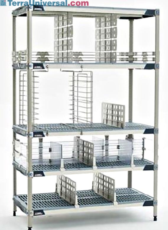 MetroMax i Shelving Systems feature stainless steel corners for durability and stability  |  1541-29 displayed