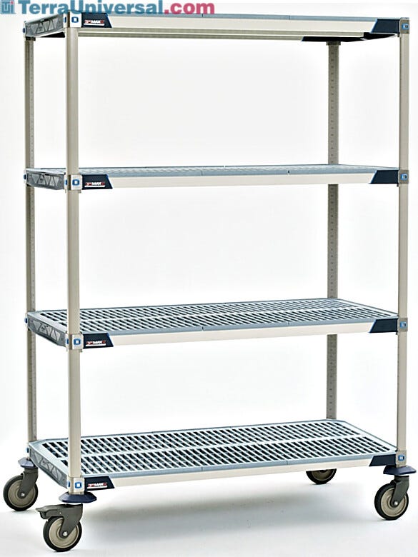 Microban antimicrobial protection built into shelves and touch points provide premium advanced polymer storage system ideal for chemical storage  |  1403-02 displayed