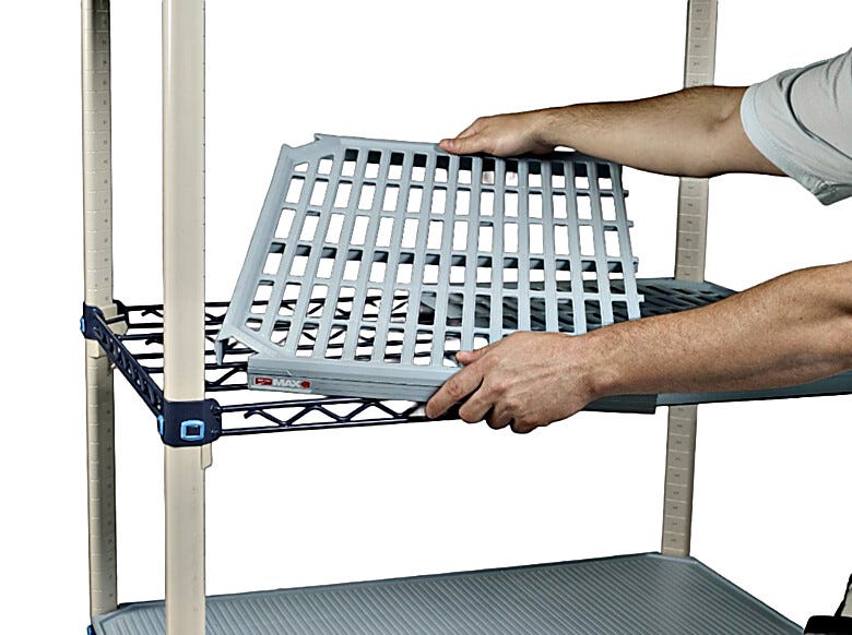 MetroMax Q Shelving System Quick adjust Open Grid shown with model | 1534-58 displayed
